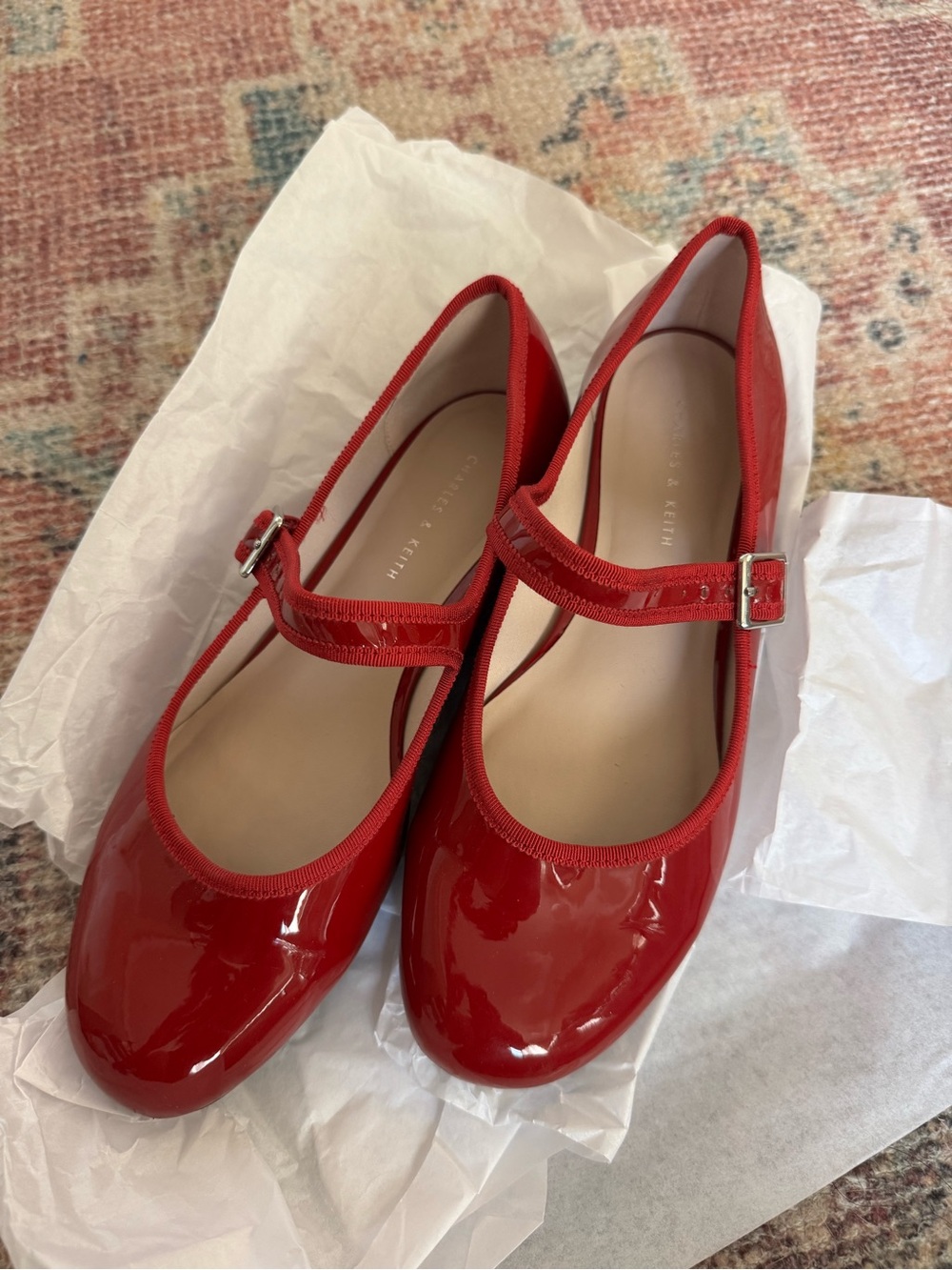 Charles and Keith Red Mary Jane Flats